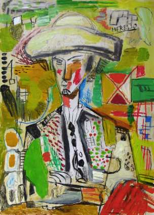 ARTISTS OF THE 21st CENTURY. 21st CENTURY PAINTING.  PAINTERS. Merello.- Yellow Bullfighter. Oil Painting.