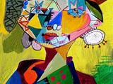 21ST-CENTURY-ART-ARTISTS-PAINTING-merello.--(55-x-38-cm)-retrato-arco-iris.-tecnica-mixta-sobre-lienzo