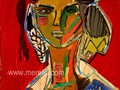 ART_LONDON_CONTEMPORARY_ARTISTS_PAINTERS_PAINTINGS.Merello.-Figura_sobre_fondo_rojo_(73_x_54_cm)_Mix_media_on_wood.