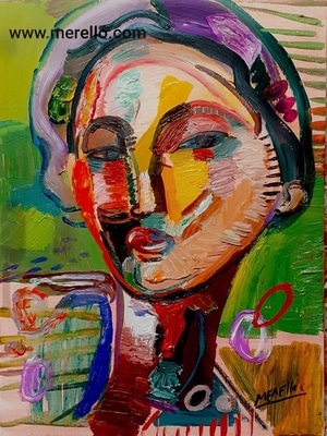 Arte Moderna. Pittura contemporanea.merello.- Rostro. 40 x 30 cm) .jpg