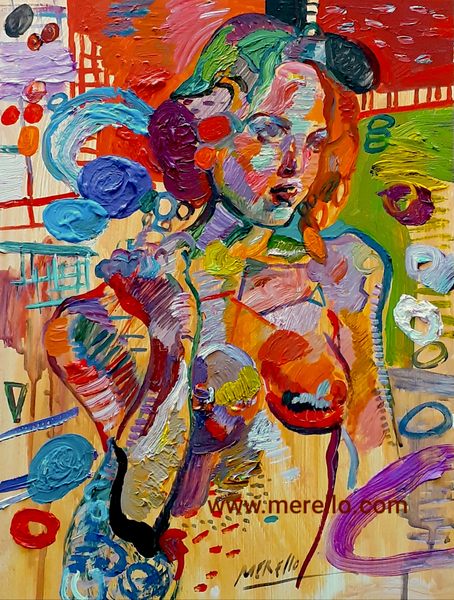 CONTEMPORARY ART. ARTISTS. NEWS.-Merello.- Luz vital. (40 x 30 cm) Mix media on wood