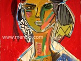 CONTEMPORARY-MODERN-EXPRESSIONISM-ART-merello.-figura-sobre-fondo-rojo-(73x54cm)-tecnica-mixta-sobre-tabla