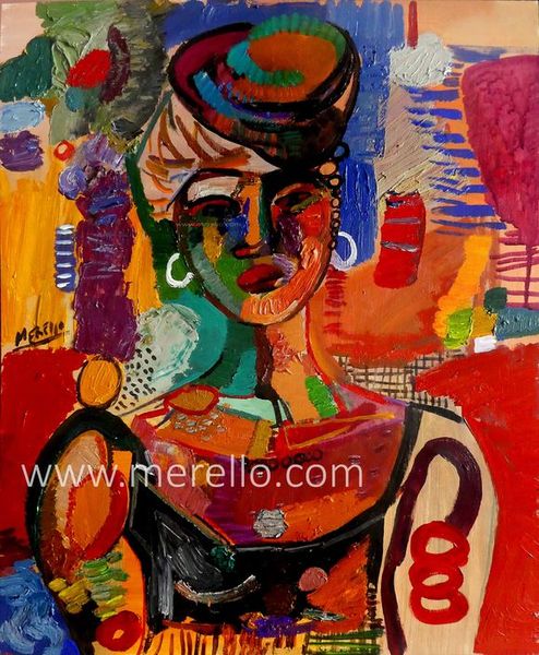 EXPRESSIONISM PAINTING. EXPRESSIONIST ARTISTS.-Jose Manuel Merello.-Africa. (60 x 50 cm) 