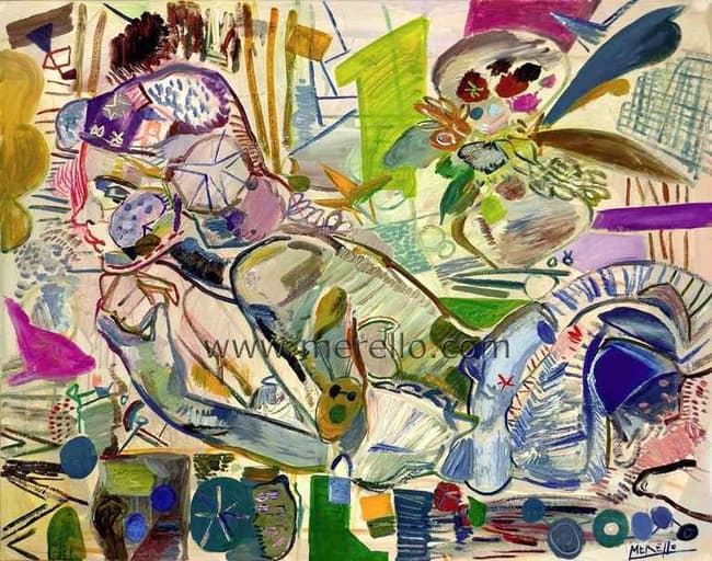 Jose Manuel Merello.-Contemplación (81 x 100 cm) Tecnica mixta sobre lienzo. Pintores españoles. Artistas contemporáneos. Arte moderno, pintura contemporánea