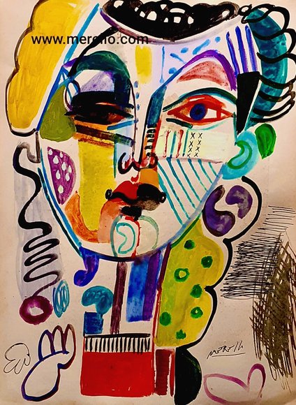 MODERN ART ONLINE. BUY CONTEMPORARY ORIGINAL PAINTINGS 21-XXI CENTURY.-Jose Manuel Merello.-Figure. Mix media on paper