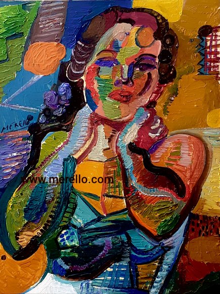 MODERN ART ONLINE. BUY CONTEMPORARY ORIGINAL PAINTINGS 21-XXI CENTURY.-Jose Manuel Merello.-Mujer de la tierra (40 x 30 cm) Mix media on panel