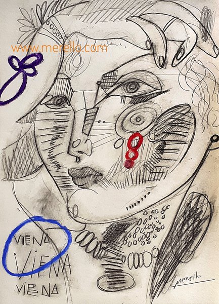 MODERN ART ONLINE. BUY CONTEMPORARY ORIGINAL PAINTINGS 21-XXI CENTURY.-Jose Manuel Merello.-Viena. Graphito on paper