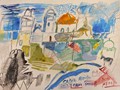 MODERN-LANDSCAPES-CONTEMPORARY-STILL-LIFES-ART-merello.-la-catedral-de-cadiz-(45x32-cm)mixta-paper