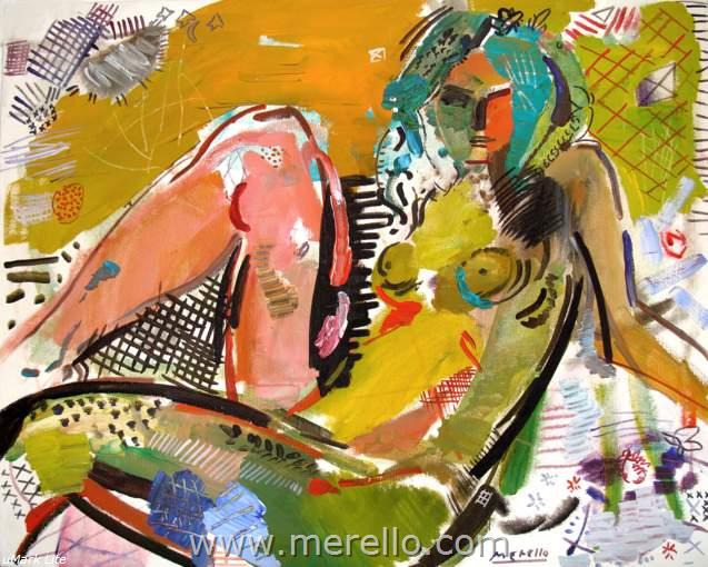 Merello.- La Mujer del Sol (81x100 cm). CONTEMPORARY MODERN PAINTING. FIGURATIVE EXPRESSIONISM. 