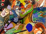 contemporary-painters.merello.-marinero-en-verdes-y-azules-(73-x-54-cm)-tecnica-mixta-sobre-lienzo