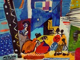 european-artists-painters.-art-europe-modern-painting.jose-manuel-merello.-las-meninas-de-velazquez.-mix-media-on-wood.