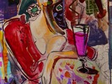 european-artists-painters.-art-europe-modern-painting.jose-manuel-merello.-mujer-de-madrugada-(73-x-54-cm)-mix-media-on-canvas