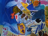 european-artists-painters.-art-europe-modern-painting.merello.-florero-con-viento-azul-(92x73-cm)mixta-lienzo