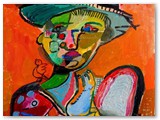 expressionismus-kunst-malerei-jose-manuel-merello.-el-nino-del-gorrion-(55-x-38-cm)-tecnica-mixta-sobre-lienz.