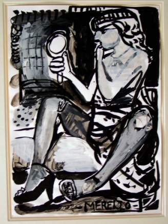CONTEMPORARY MODERN EXPRESSIONISM.Valentino's Girl (47x36 cm) Indian Ink.
