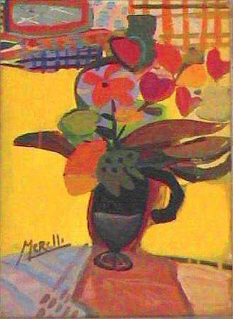 EXPRESSIONISM ART. BRUSHSTROKE EXPRESSIONIST ARTISTS.Yellow Vase (46x33 cm) Acrylic