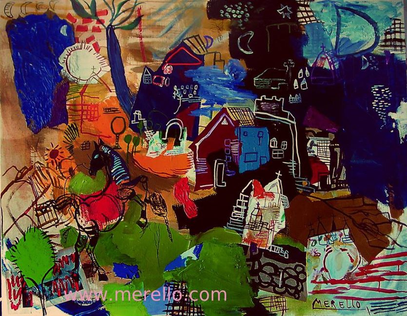 merello.-danza del caballo.Art investment. Invest in contemporary art. Spanish painting. Buy paintings of modern and contemporary art. Current art investment. Artists Painters.