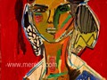 MODERN_ART_MODERN_ARTISTS_PAINTERS_PAINTINGS_Merello.-Figura_sobre_fondo_rojo_(73_x_54_cm)_Mix_media_on_wood.