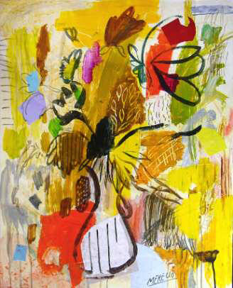 New Art. New Painting. Present and Future  Art. New Colors. Merello.-Yellow Flowers (92x73cm)