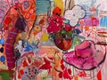 peinture-contemporaine-moderne.jose-manuel-merello-(54x73-cm).-pamela-rosa-y-florero--mixta-lienzo