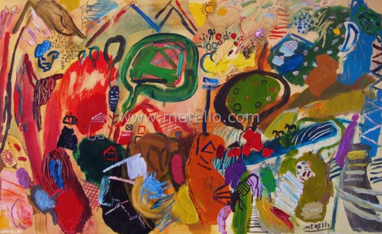 Contemporary Modern Painters. Contemporary Modern Art and Artists Painters. 21-XXI Century. Merello.- "Energy Landscape" (97x162 cm) Mixed Media on Canvas. Contemporary Art. Painting.